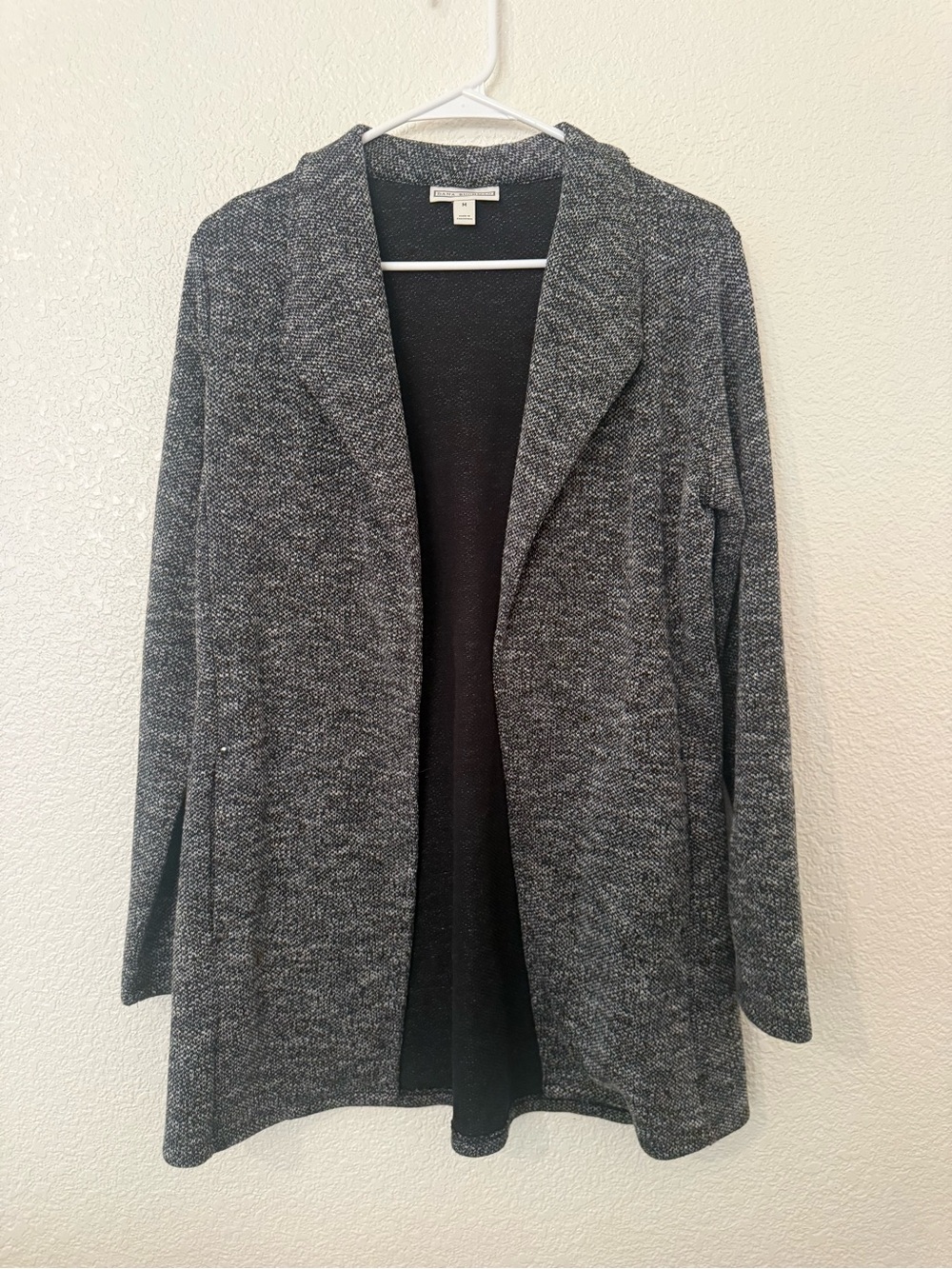 Dana Buchman Heathered Charcoal Open-Front Cardigan